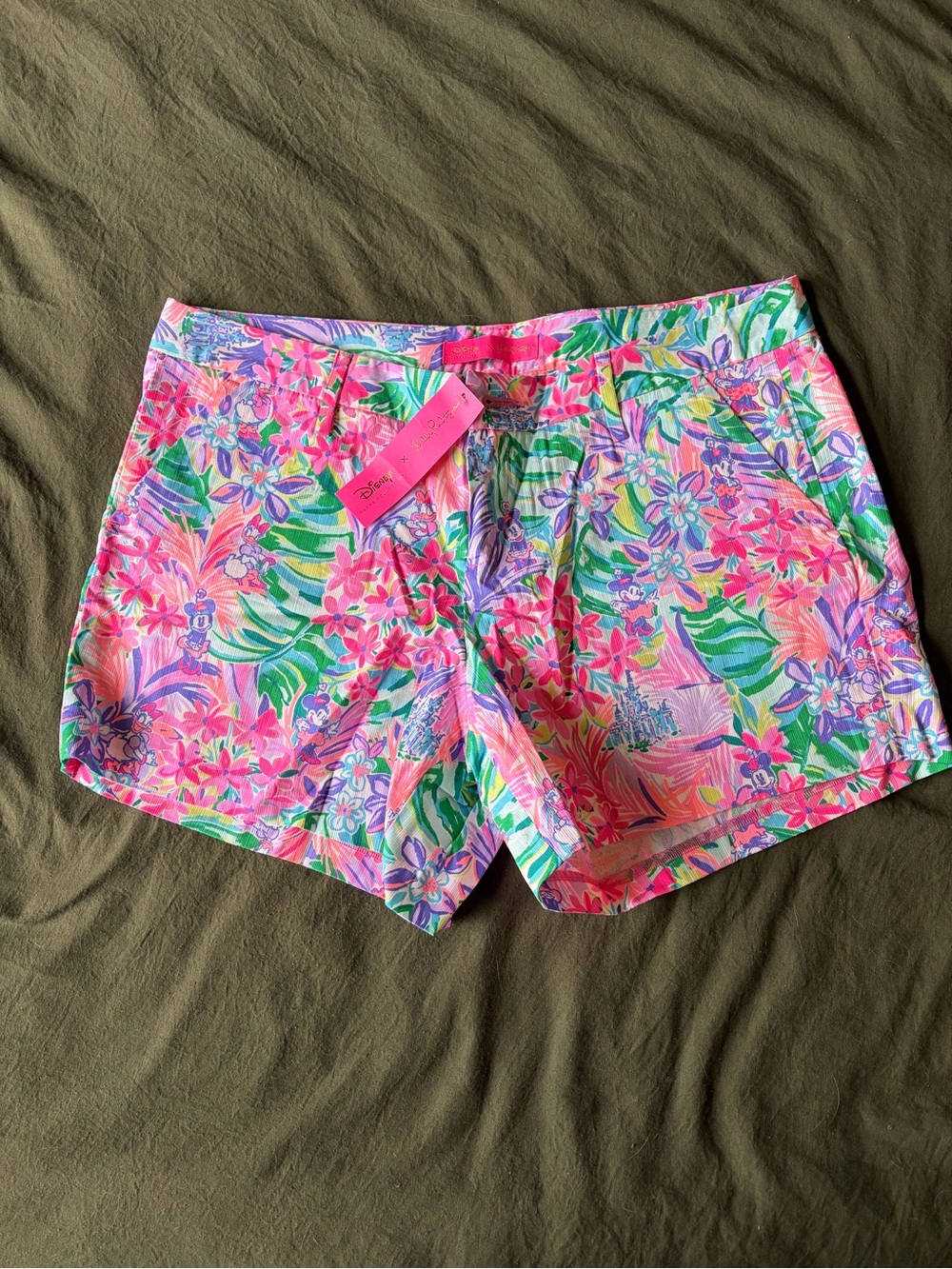 Lilly Pulitzer and Disney Pink Floral Tropical Pull-On Shorts